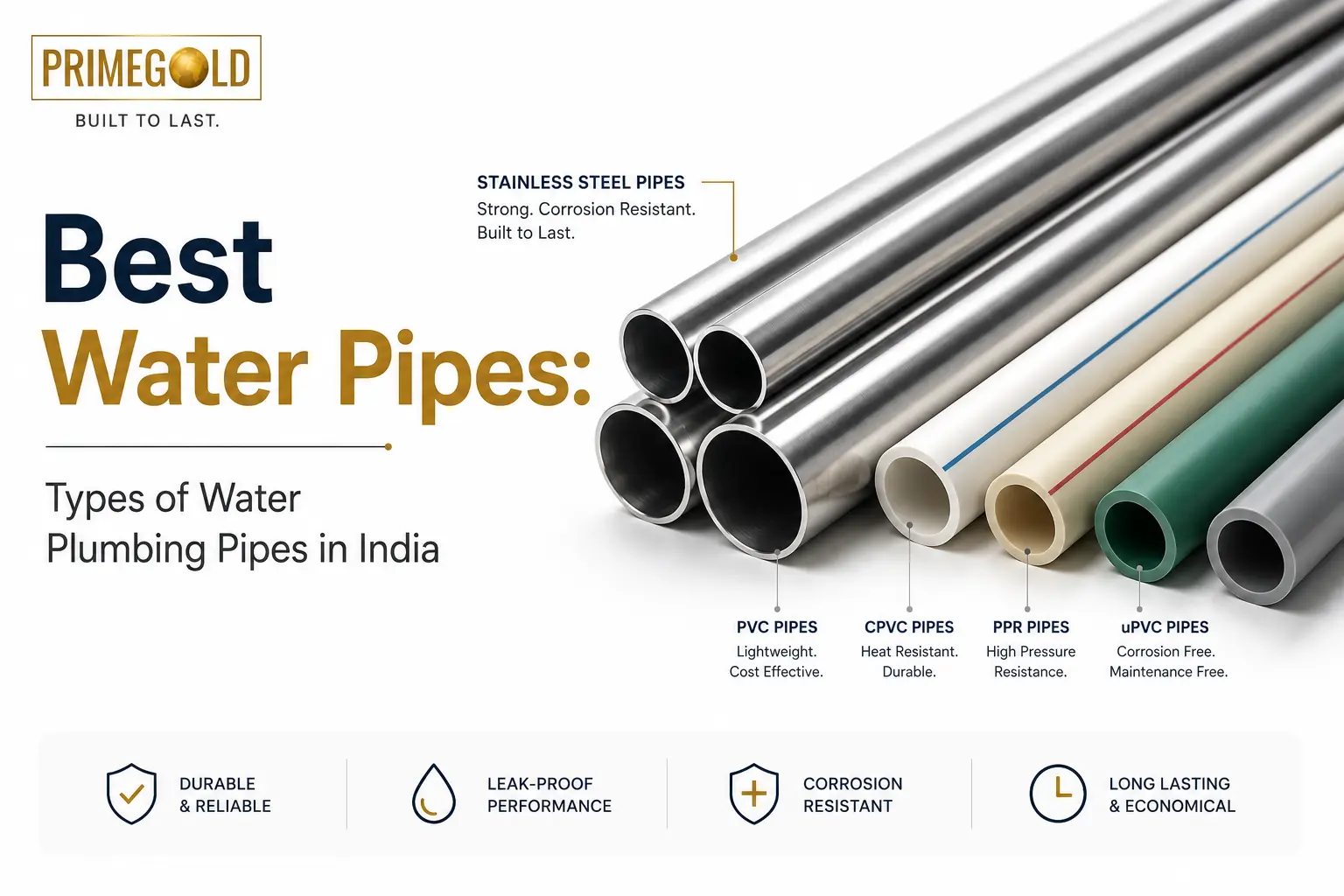 Best Water Pipes: Types of Water Plumbing Pipes in India